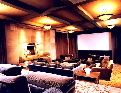 Custom home theater upholstery and curtains